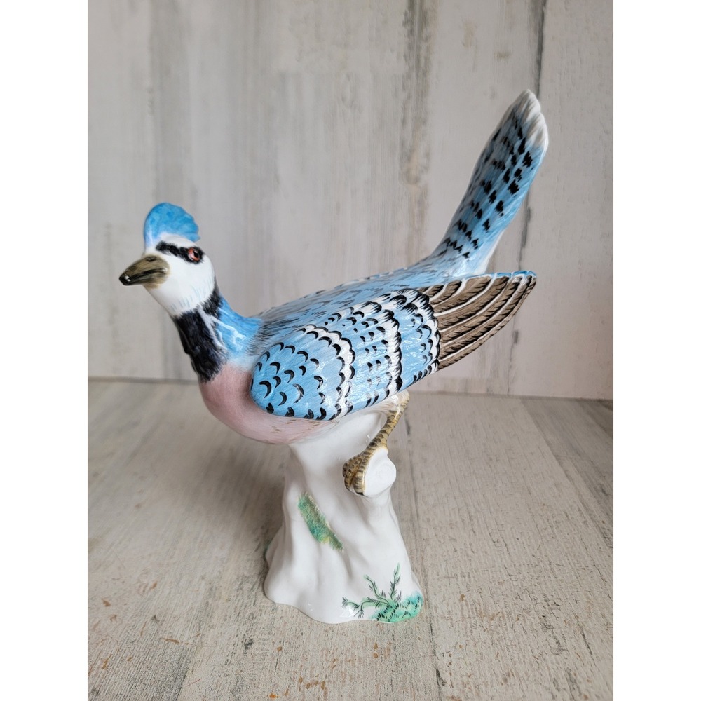 Staffordshire england bird vintage blue jay art statue unique home decor figure